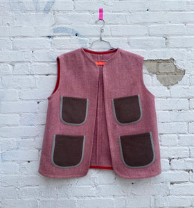 Wool bomber vest— pink
